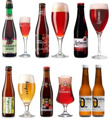 左上からブーン・フランボワーズ／ボスクリ／リーフマン／アップルボック／エヒテ・クリーケンビール／ハイホップ